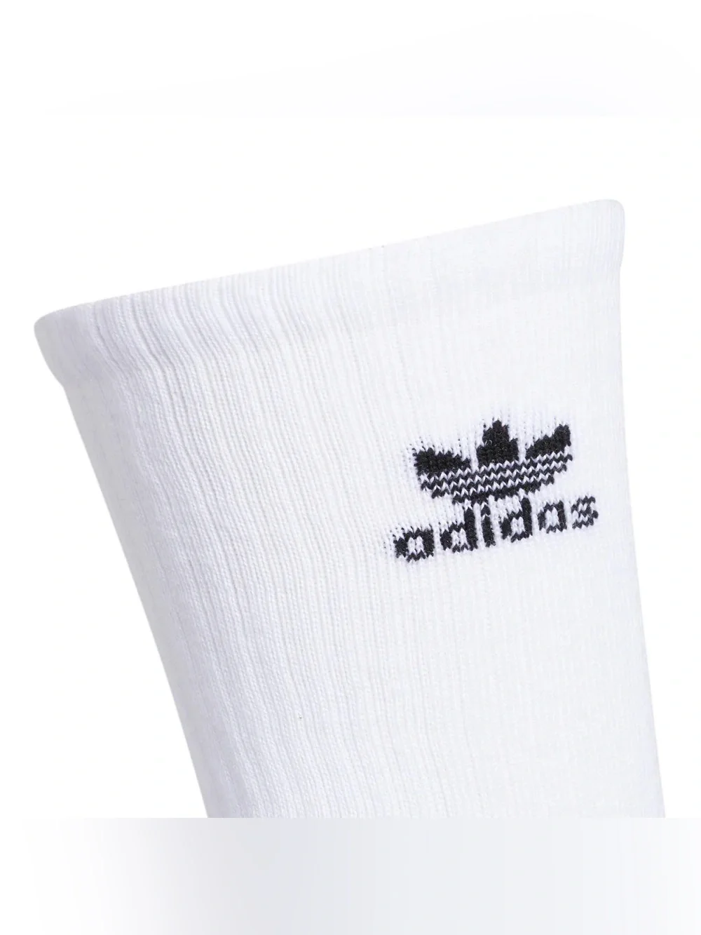 adidas Originals White Crew Socks 6-Pack with Black Trefoil